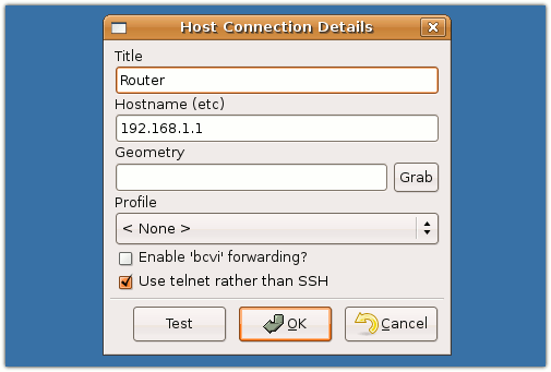 host dialog screenshot